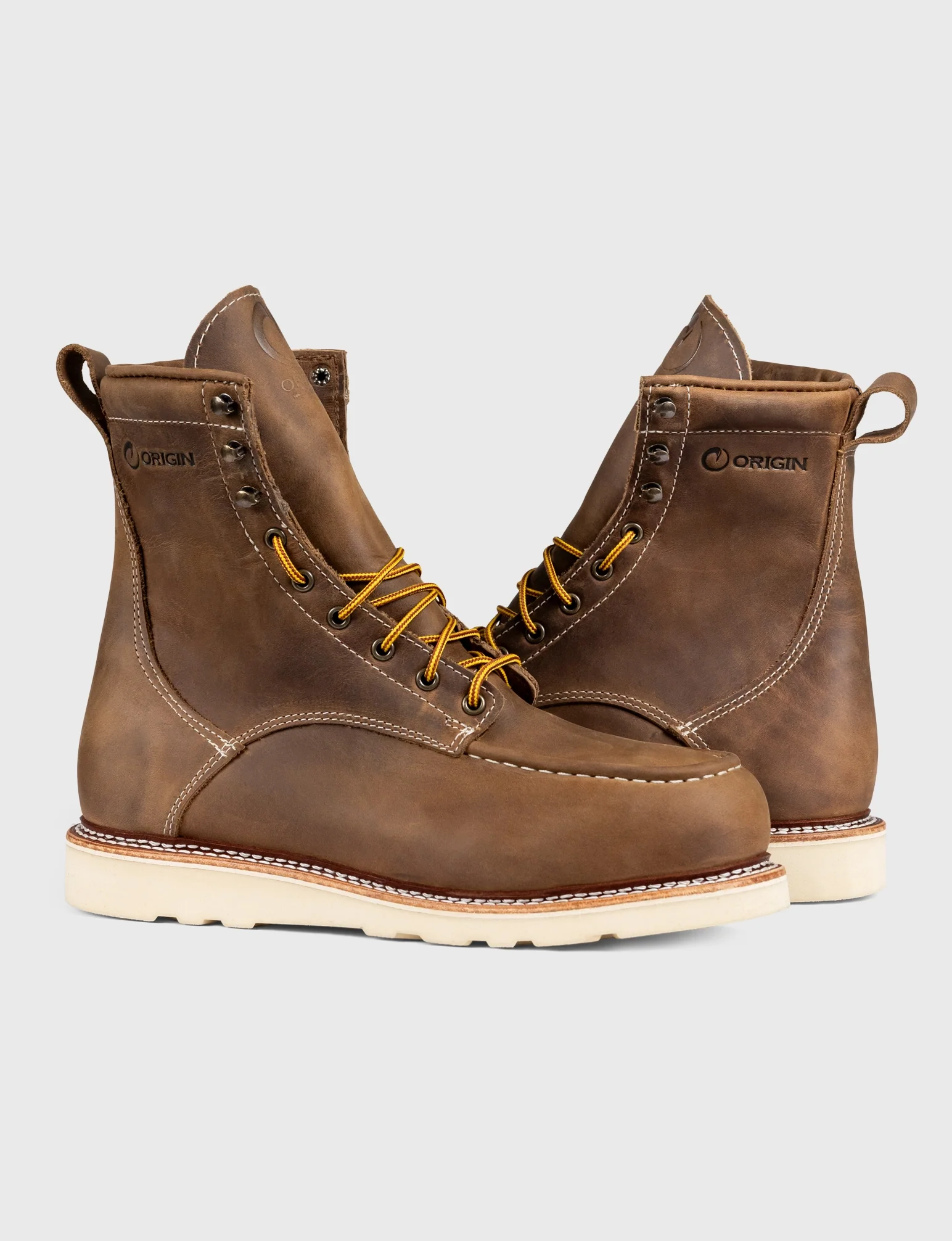 MAINE MOC STEEL TOE BOOT 8" - NATURAL WEDGE SOLE - Image 3